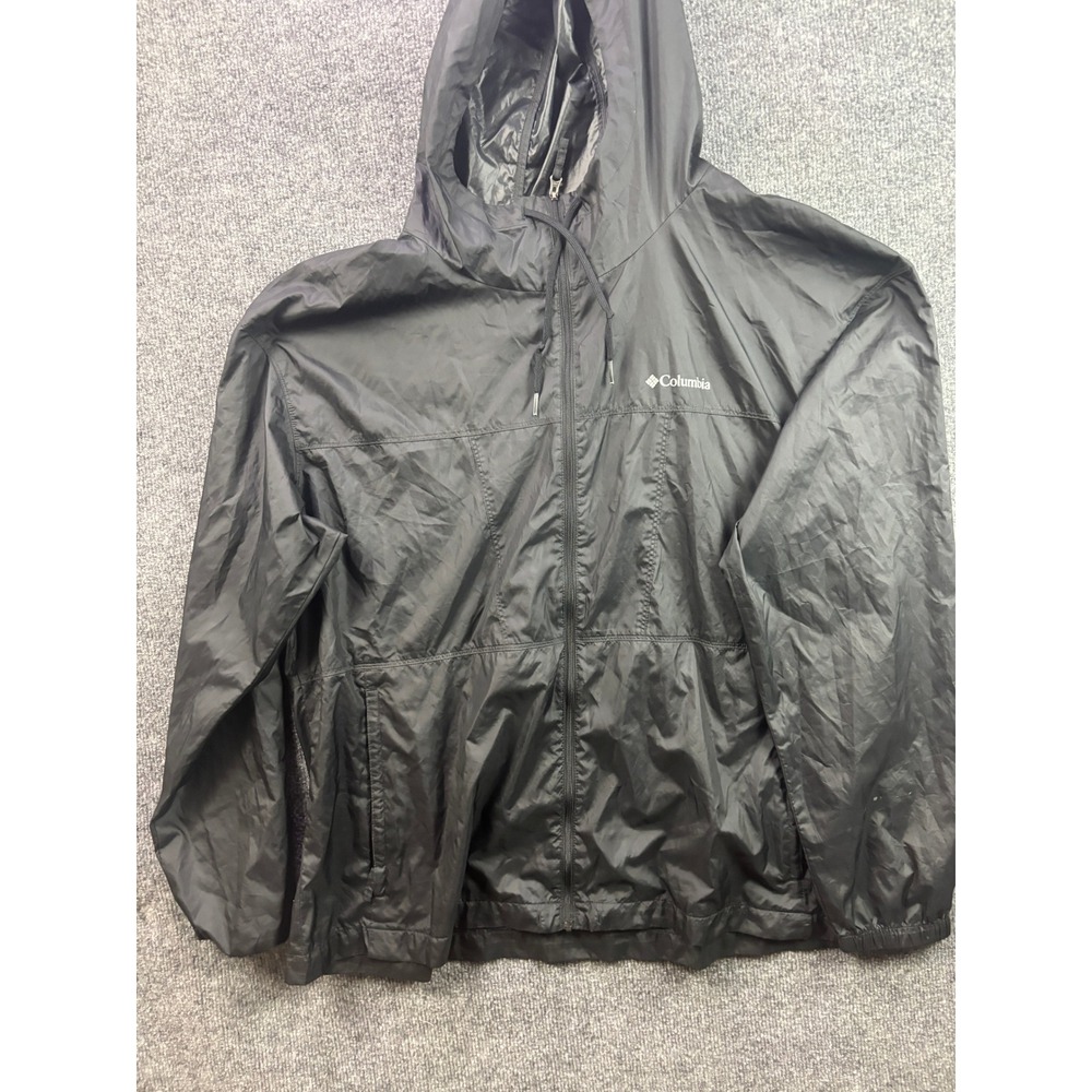 Columbia‎ Windbreaker Jacket Mens XXL Black Full Zip Hooded XL3339-1983351